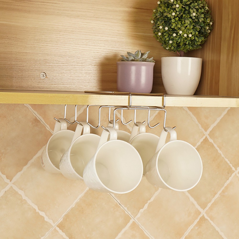 Under Shelf Cup Mug Holder Hanger Coffee Kitchen Storage Rack Cupboard