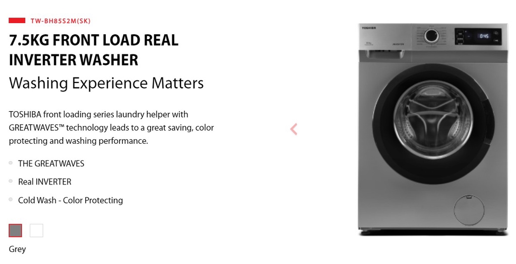 TOSHIBA WASHING MACHINE & DRYER COMBO TWBH85S2M(SK) + TDH80SEM(SK