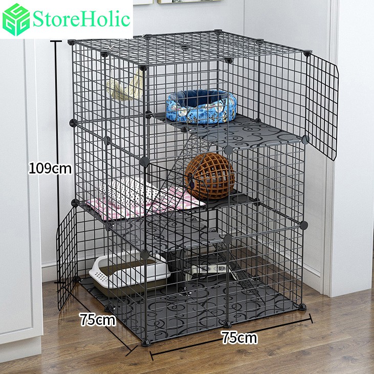 Free Gift T&C StoreHolic Extra Large 12 Cubes Steel Wire Cat Cage Cat