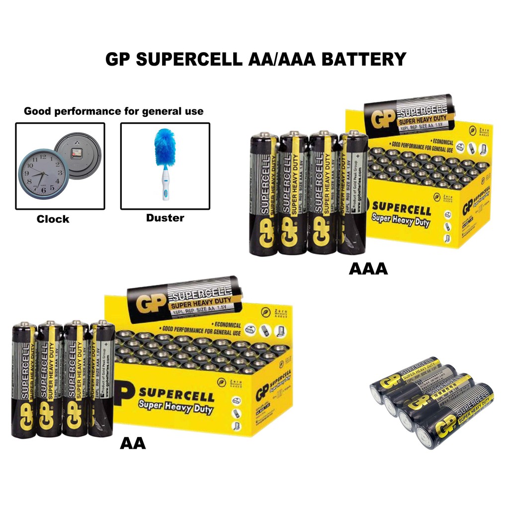 🔥 Original GP SUPERCELL Super Heavy Duty 9V / AA / AAA / C / D Battery