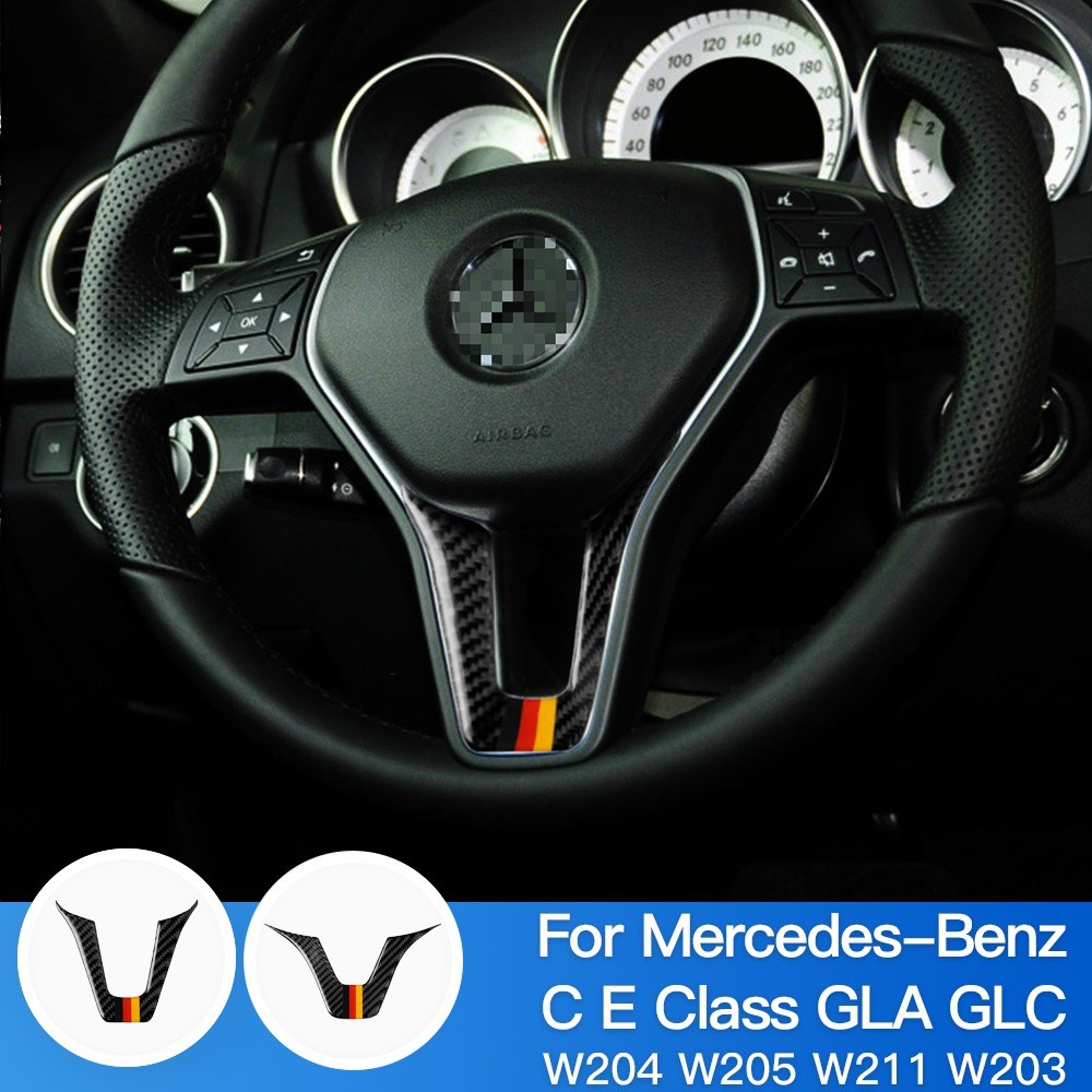Interior Fittings 3pcs Steering Wheel Car Decor Logo Sticker Carbon Fiber for C Class W204 2005