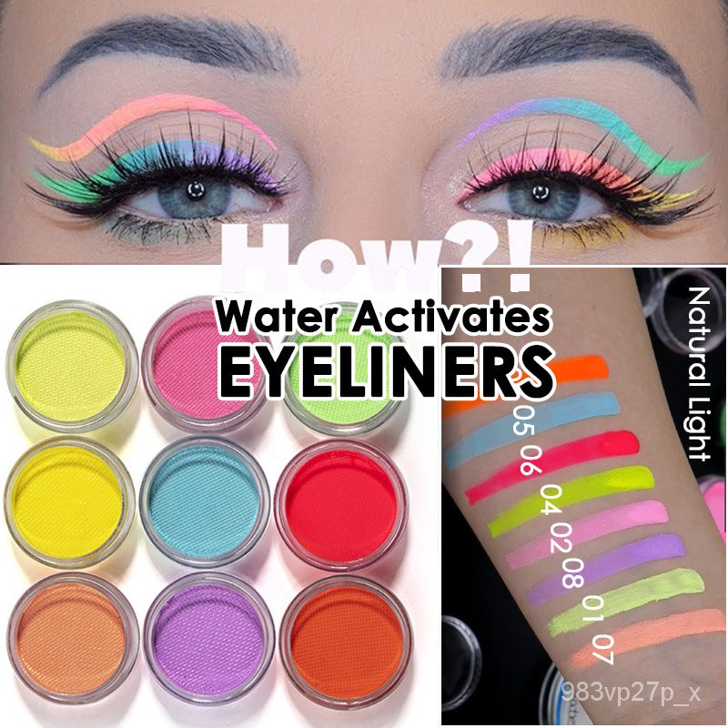 21 Colors Water Activated Eyeliner UV Light Neon Pastels Eyeliner