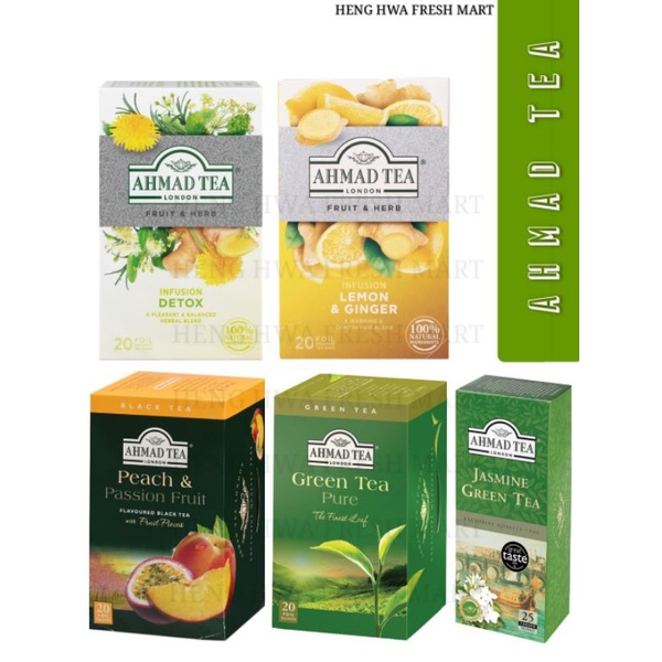 AHMAD TEA LONDON (Green Tea/Peach & Passion Fruit/Jasmine Green Tea/Detox/Lemon & Ginger)/Teh