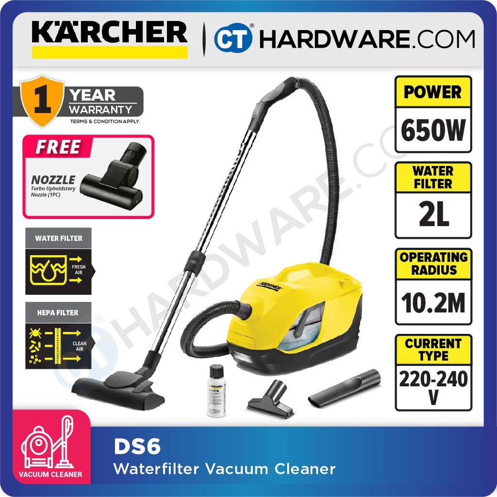 KARCHER DS 6 MEDICLEAN WATER BASE VACUUM CLEANER WATERFILTER 650W 2L