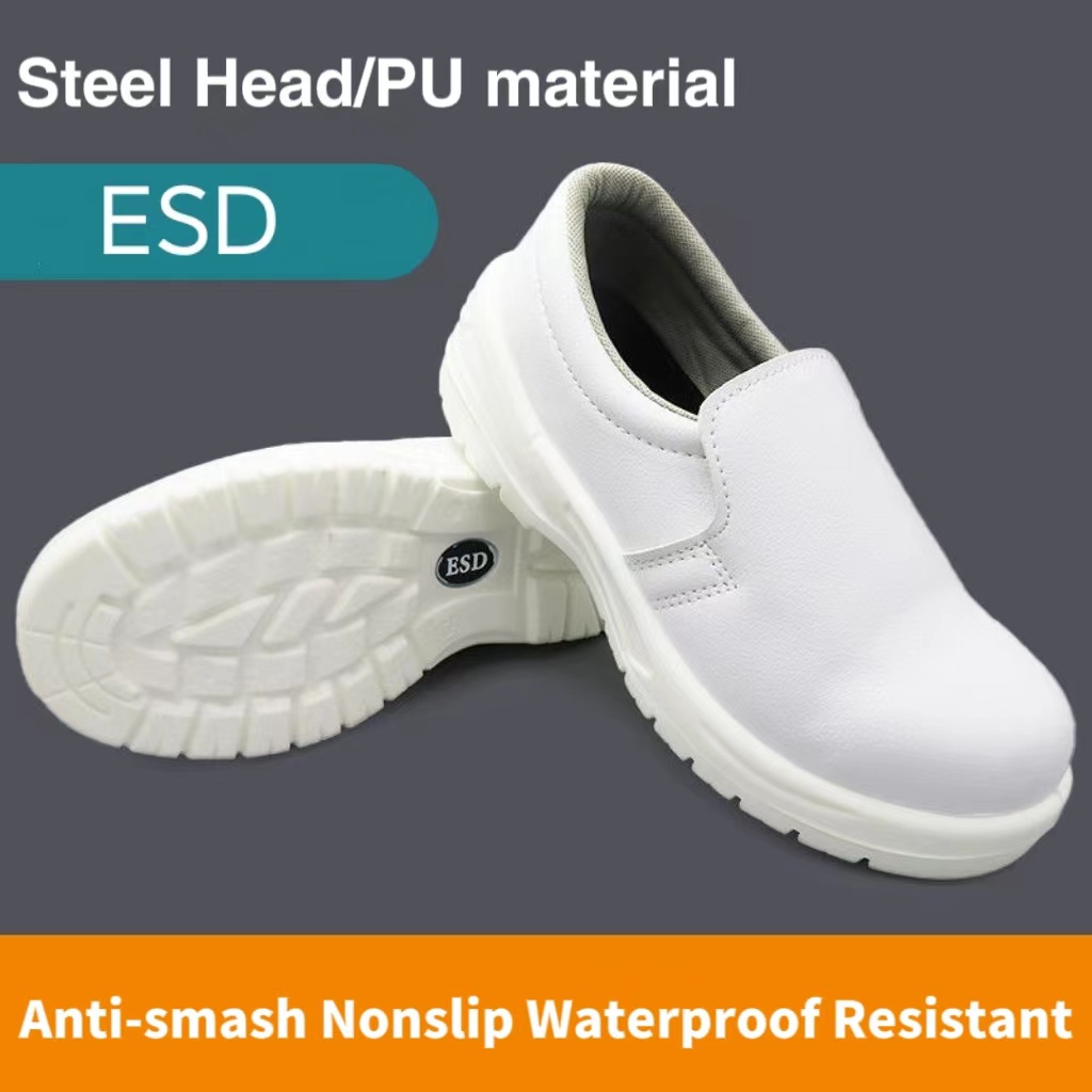 ESD Shoes kasut safety boot lelaki ESD Antistatic Safety Shoes White