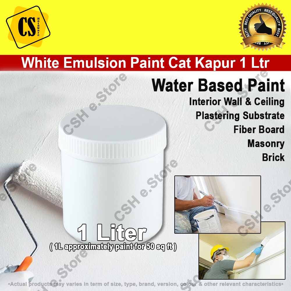 White Paint White Emulsion Paint Cat Putih Kapur Air 1 Liter for