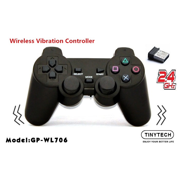TINYTECH 2.4GHZ WIRELESS GAMEPAD JOYSTICK CONTROLLER WITH DUAL SHOCK