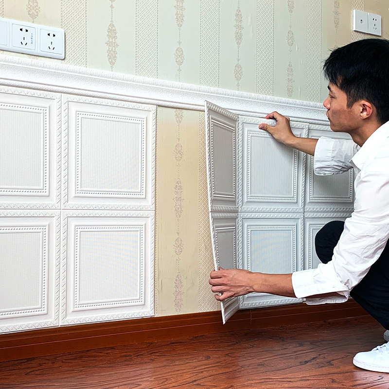 DIY 3D Wallpaper Tebal PE Foam Sticker Waterproof Self Adhesive Wall