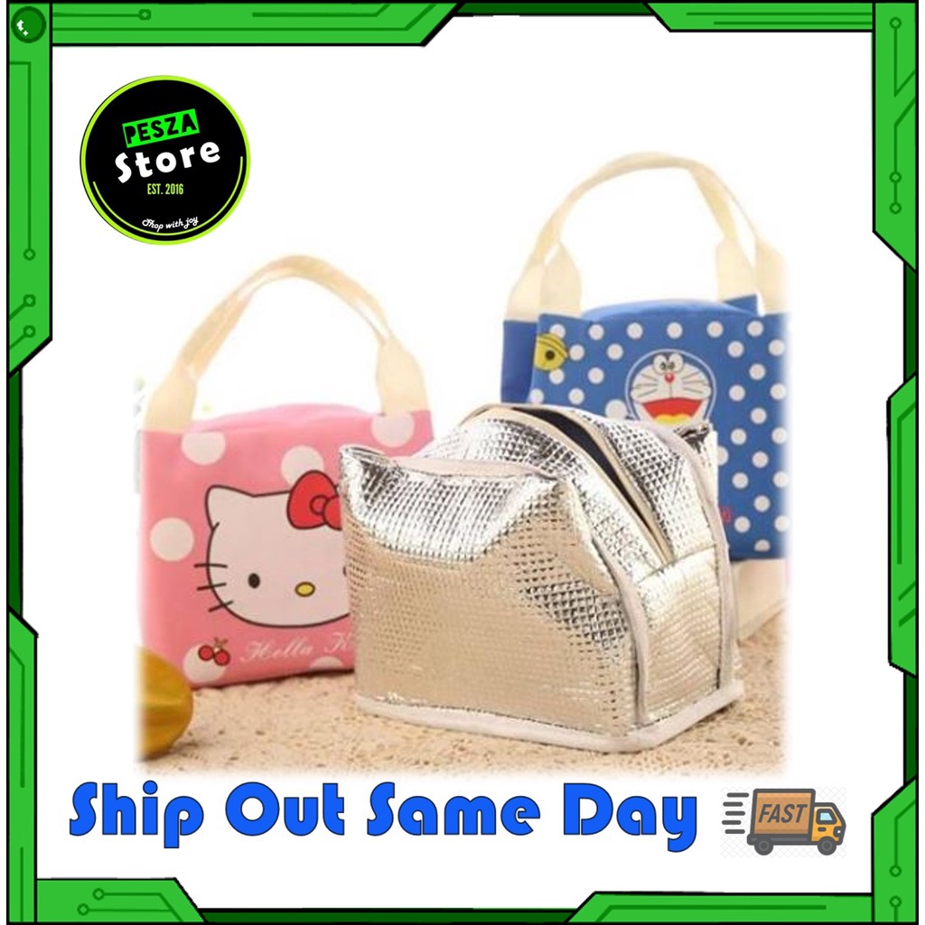 PESZA Picnic Basket Tote Bag Cute Cartoon Thicken Aluminium Canvas Cold