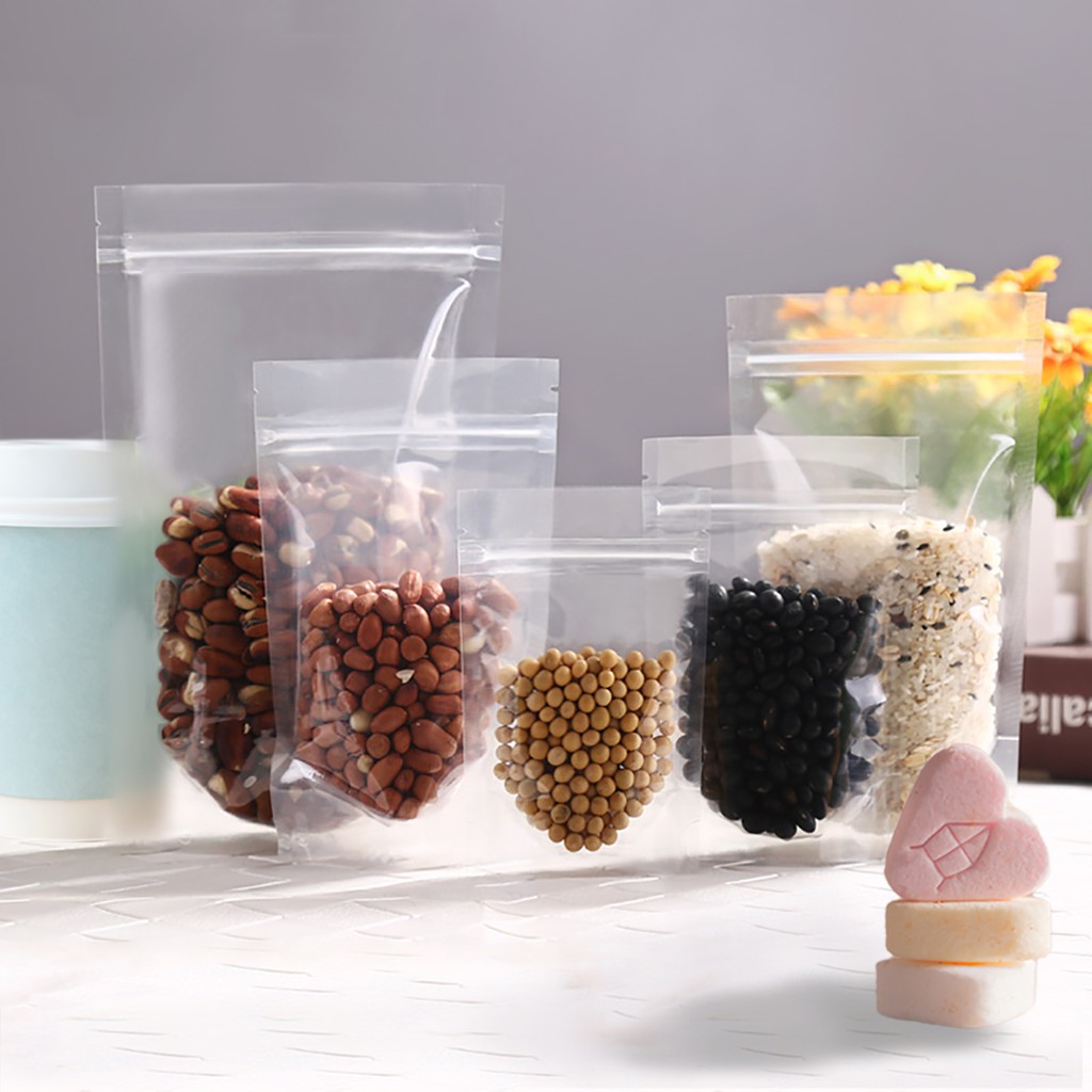 ParcelWish 50pcs Zip Plastic Bag Full Transparent, Airtight zip,Lock