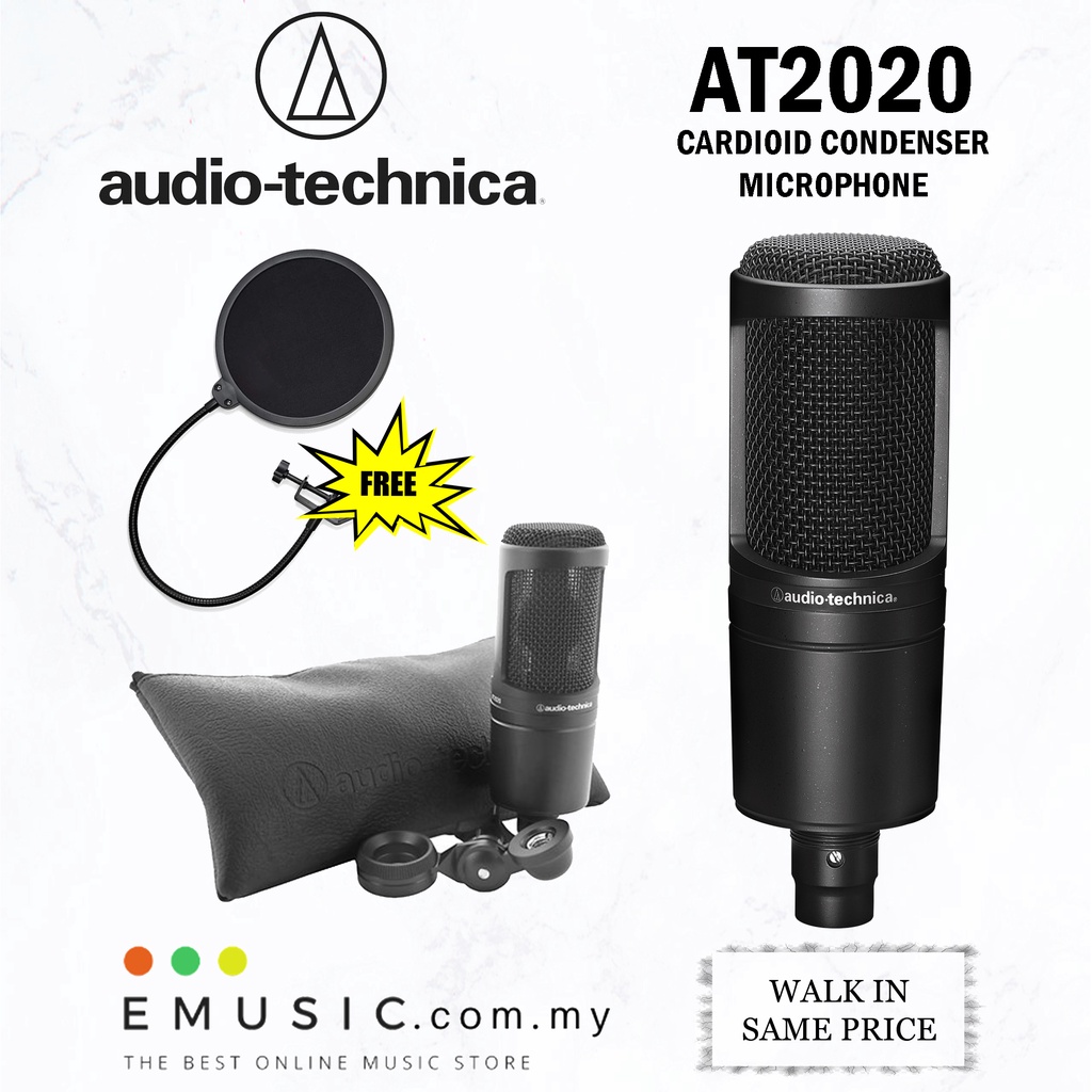 Audio Technica AT2020 Cardioid Condenser Microphone with Pop Filter