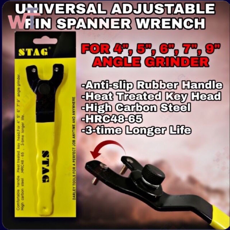 UNIVERSAL ADJUSTABLE PIN SPANNER WRENCH (FOR 4" 5" 6" 7" 9" ANGLE