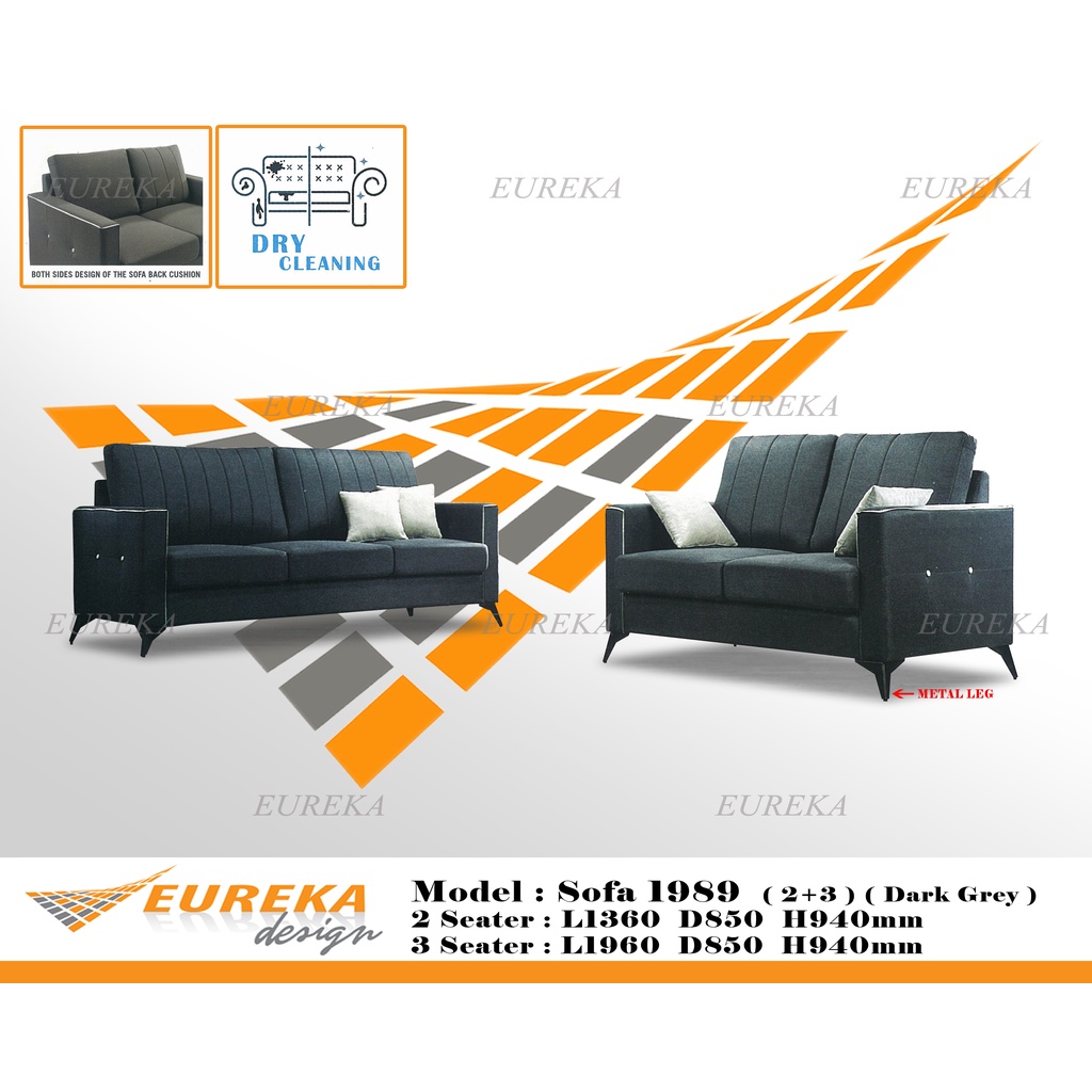 EUREKA Sofa Set 2+3 Couch Modern Upholstery Fabric Wood Living Room