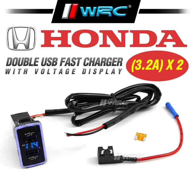 Honda USB Port Charger with Voltage Display (Fast Charging 6.4A