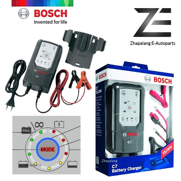 BOSCH C7 Fully Automatic Mode 6 12V/24V LeadAcid Battery Charger