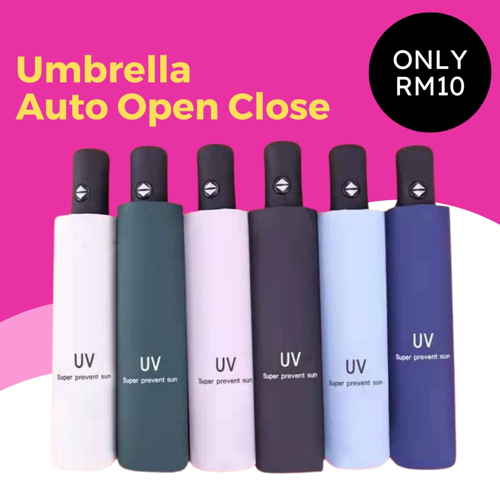 AUTO OPEN CLOSED Umbrella UV Super Prevent Sun Folding Umbrella
