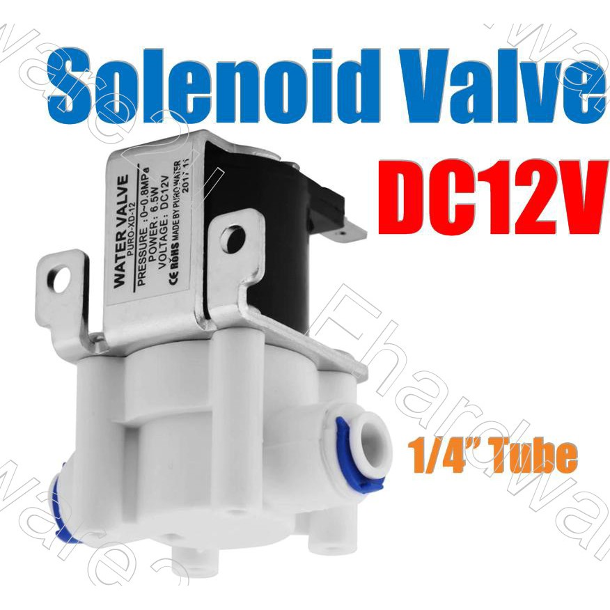 Water Filter Purifier Solenoid Valve DC12V 1/4"Tube Quick Connect (PURO