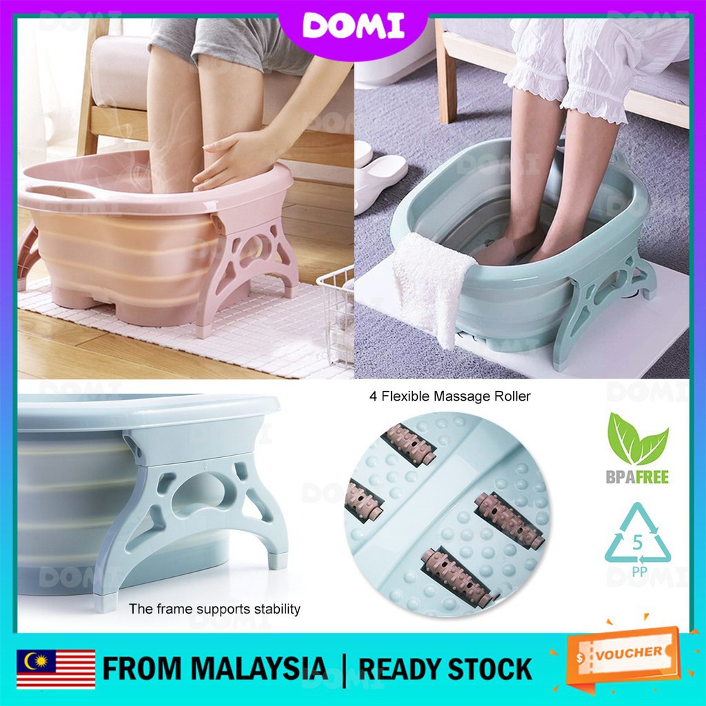 Space Saving Foldable Foot Spa Detox Leg Bath 4 Roller Massage Foot