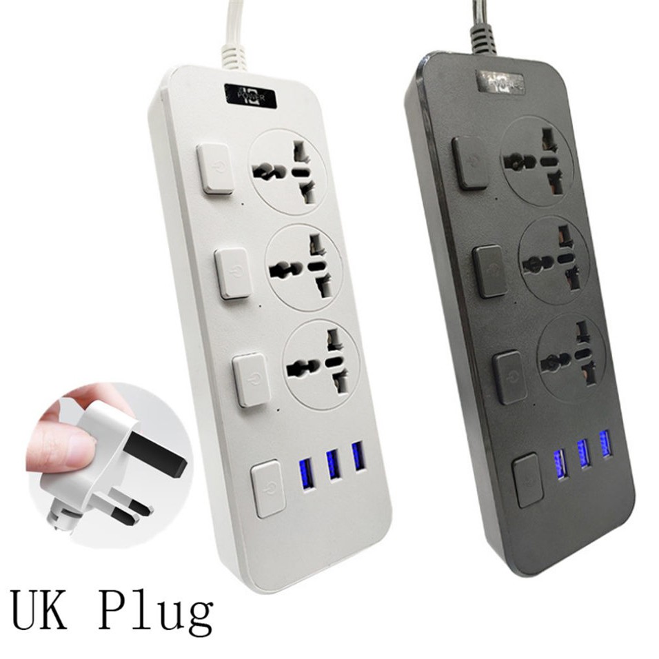 UGOODBUY 2500W 3 USB 3 Outlet Universal Power Strip Adapter Power