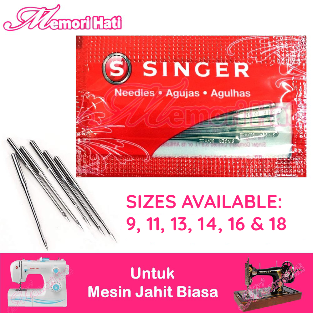 10pcs Singer 2020 Original Home Sewing Machine Needles / Jarum Mesin Jahit / Size 9,11,13,14,16
