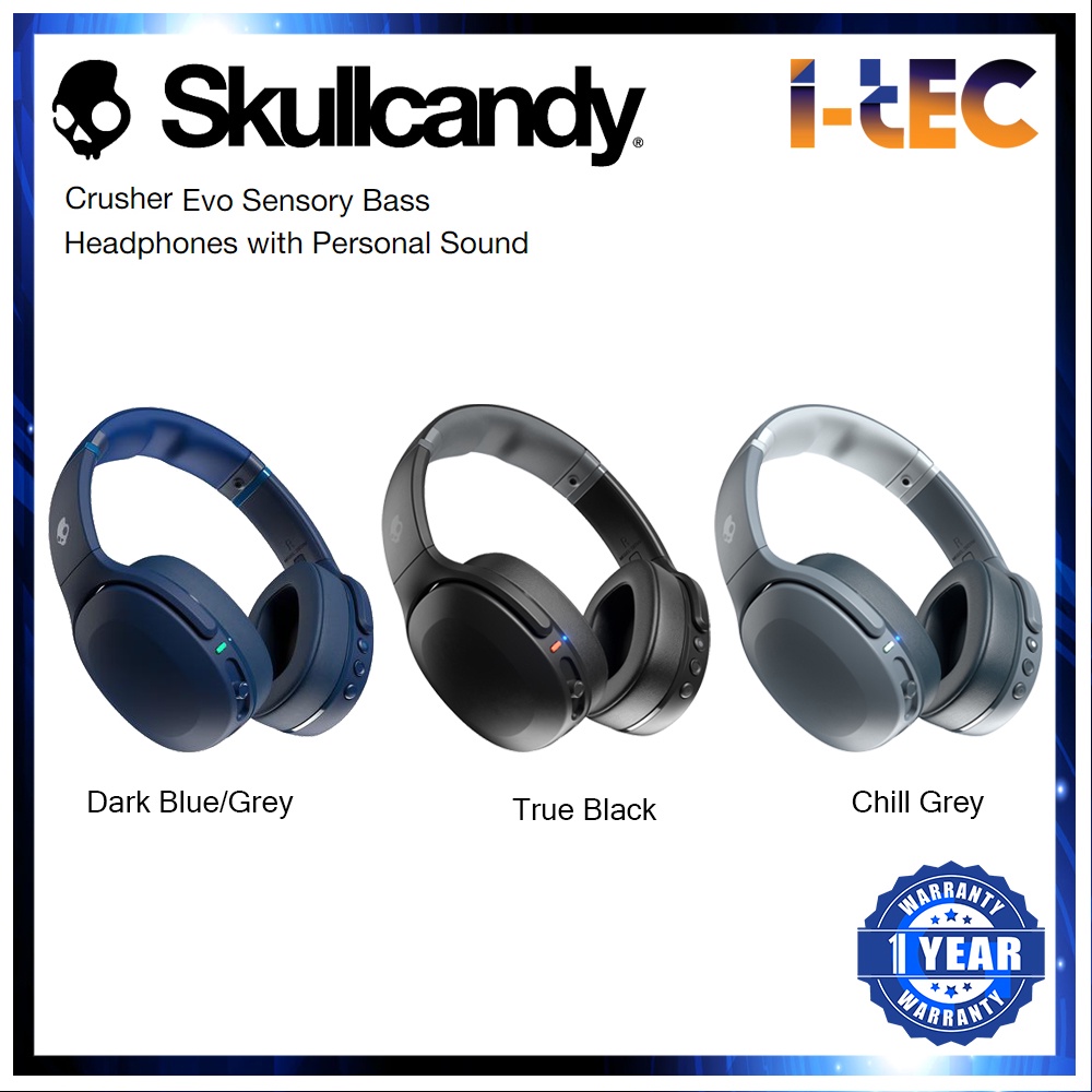 Skullcandy Crusher Evo Headphones With Mic Full Size Bluetooth Wireless