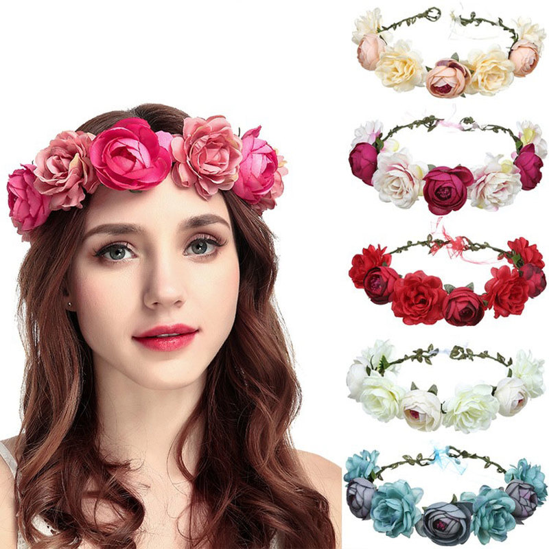 7 Kinds Women Imitation Rose Flower Headband/ Bridal Pink Floral Crown