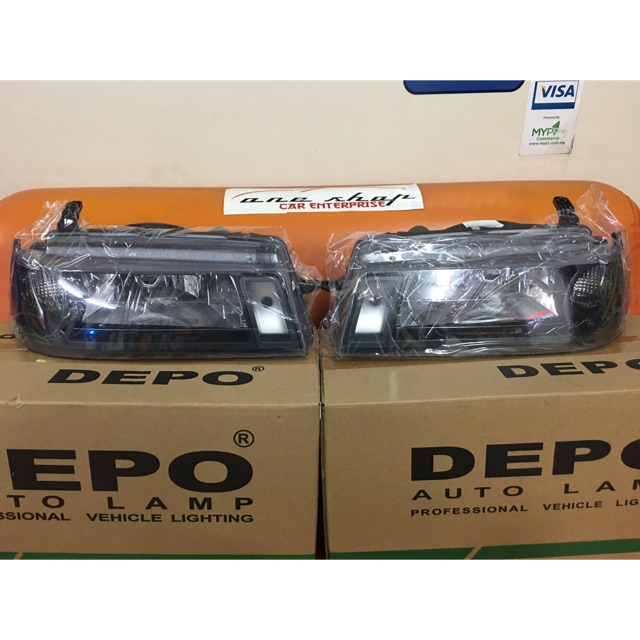 Depo Headlamp Proton Iswara 06 / Black Vision (Made In Taiwan) Shopee