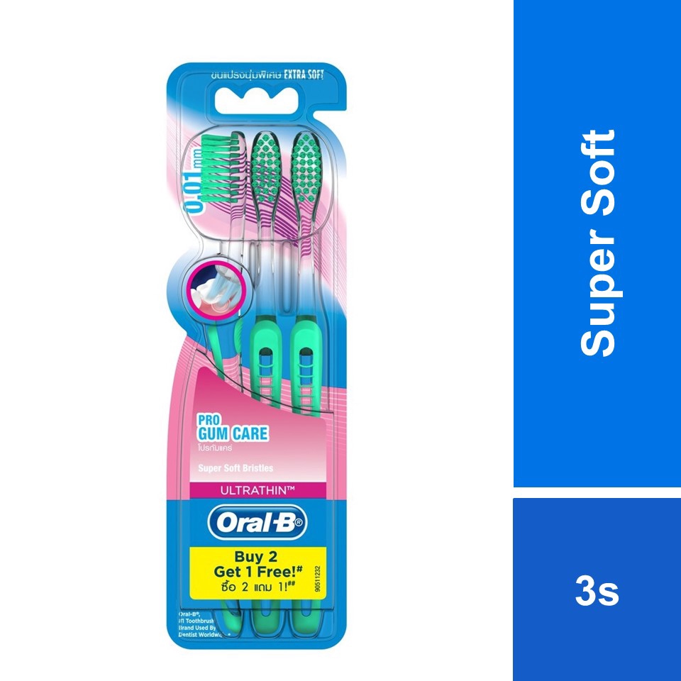 OralB UltraThin Pro Gum Care Extra Soft Manual Toothbrush 3s Shopee