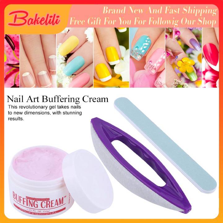 3Pcs/Set Nail Art Buffing Cream + Buffer Varnish + Strip S、Big