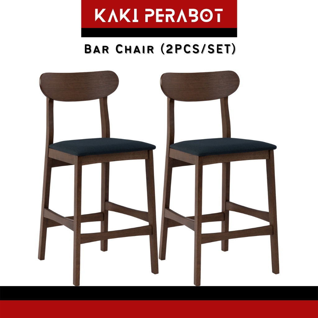 KP [SET OF 2] LENNOX Wooden Bar Chair High Bar Stool Counter Chair