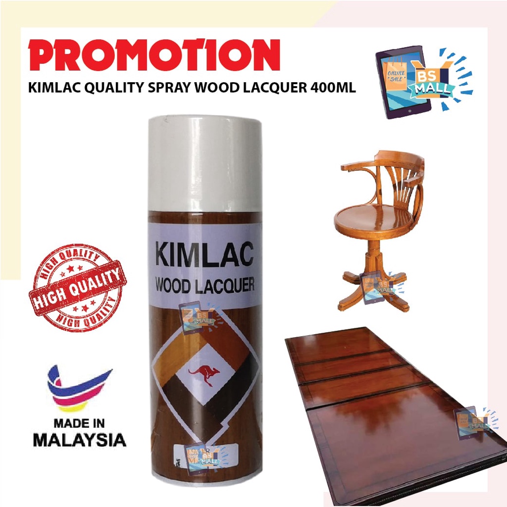 400ML KIMLAC Wood Lacquer Spray/Wood Varnish/Wood Shellac/Syelek Kayu