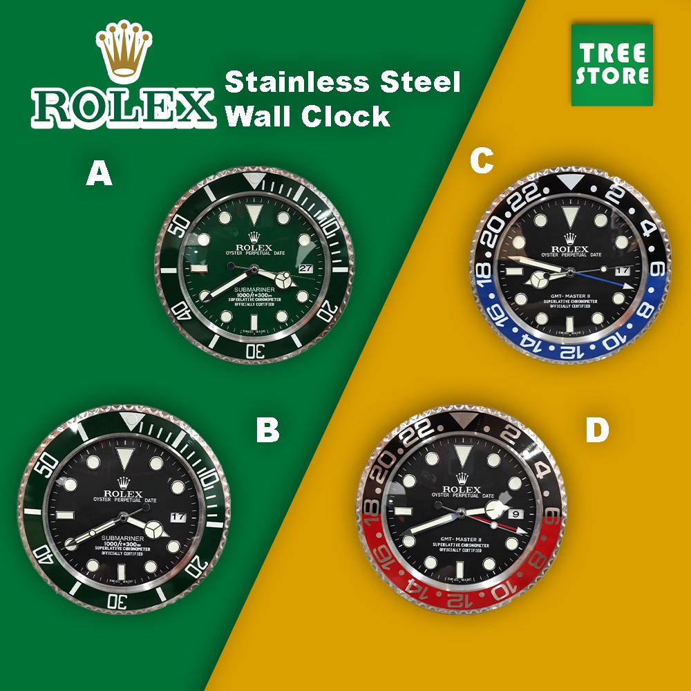 ROLEX Stainless Steel Wall Clock Living Room / GMTMaster / Jam Dinding