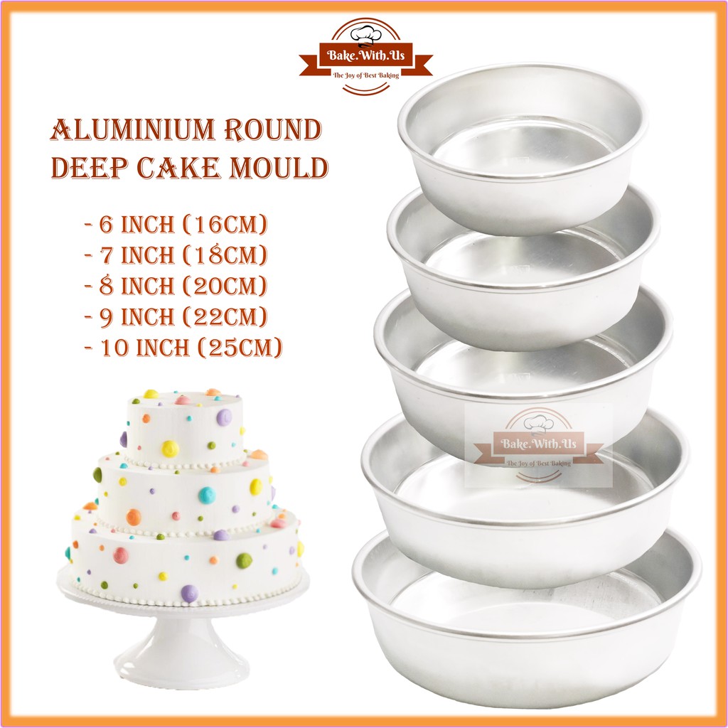 Aluminium Round Deep Cake Mould 6 / 7/ 8 / 9 / 10 Inch Loyang Kek