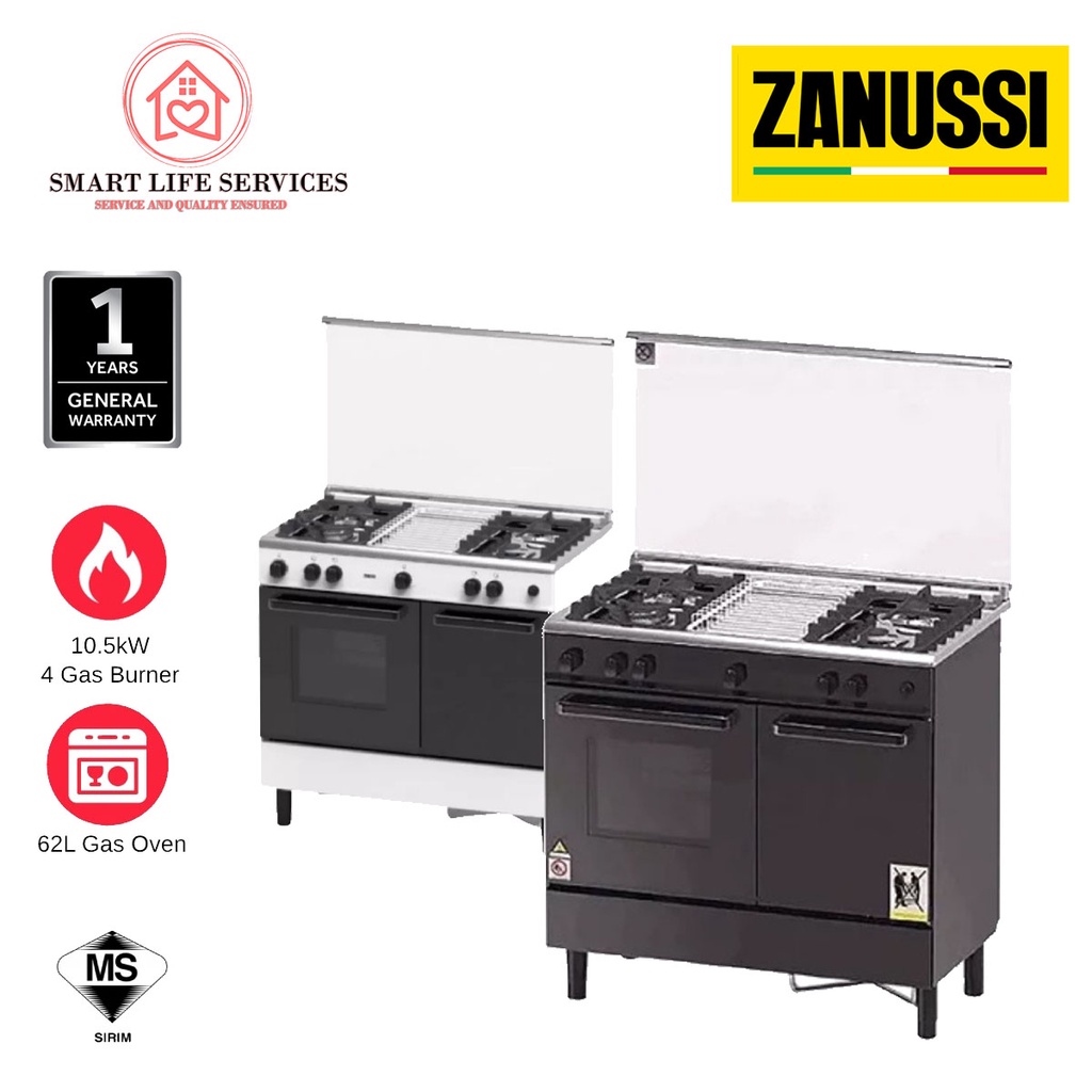 Zanussi 2 Colour Freestanding Gas Cooker 4 Gas Burner & 62L Gas Oven