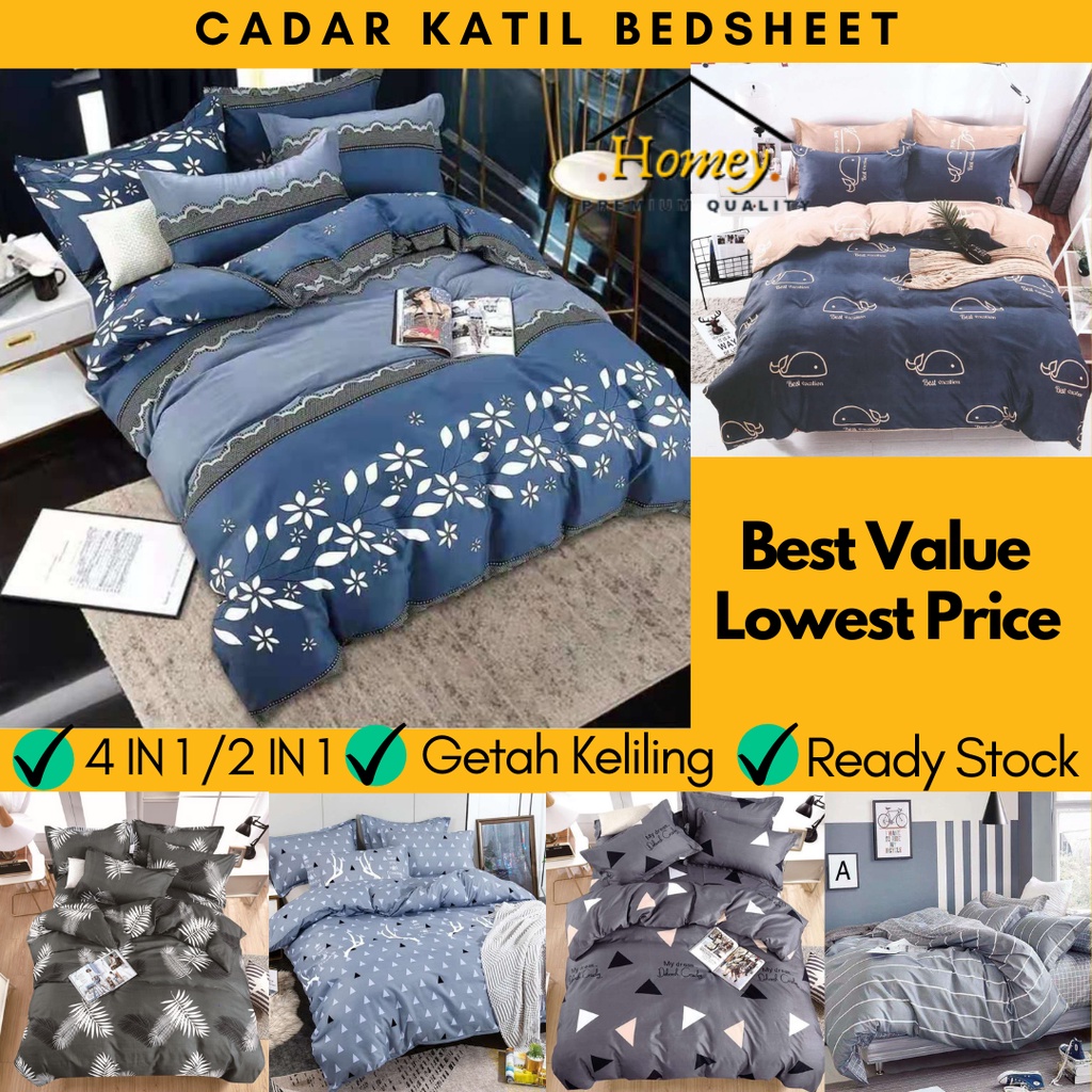 [WHOLESALE] 4 in 1 Queen Cotton Fitted Bedsheet/ 2 in 1 Single Fitted