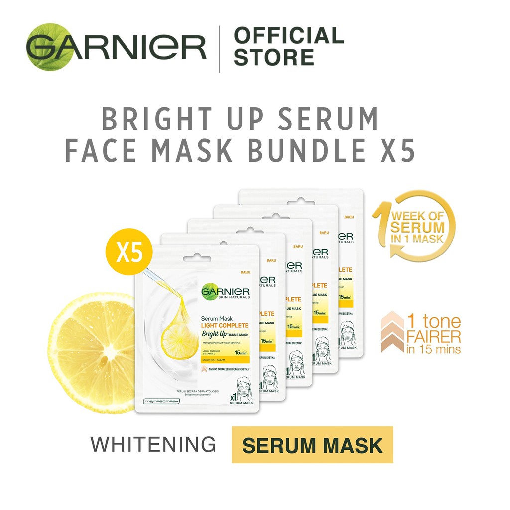 Garnier Light Complete Bright Up Serum Face Mask (Pack of 5) Instant