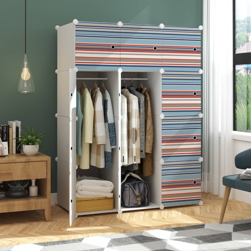 BLUE LINE 12 cube White DIY Multipurpose Wardrobe Clothes Storage Organizer Almari Rak