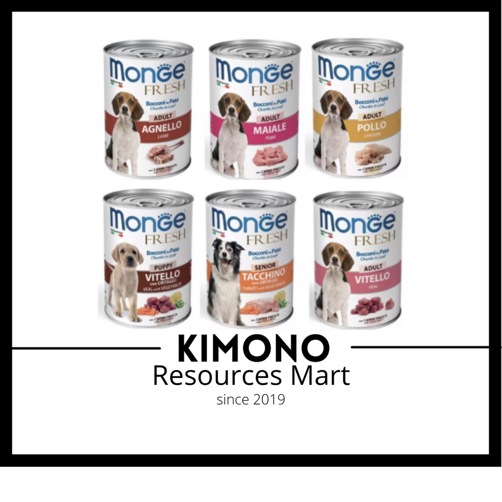 Monge Fresh Dog Canned Food 400g / Puppy / Adult / Senior Shopee