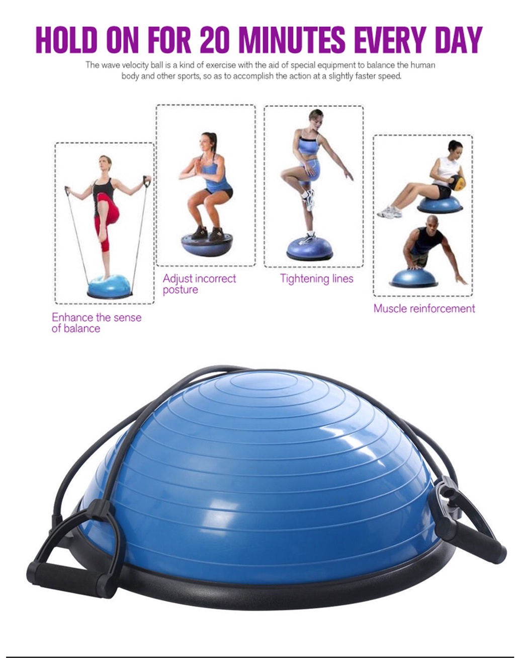 🔥🔥 ADSports [58/46CM] Upgrade Bosu Yoga Balance Ball Fitness Gym