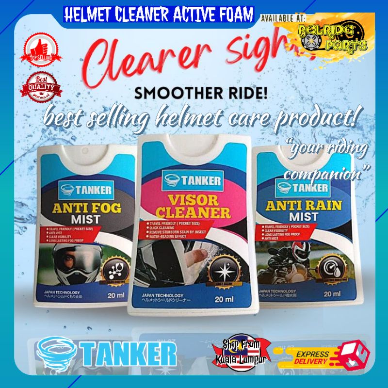 Helmet Cleaning Care Kit Visor Cleaner Anti Fog Anti Rain by TANKER KYT NHK SGV ARC ARAI SHOEI
