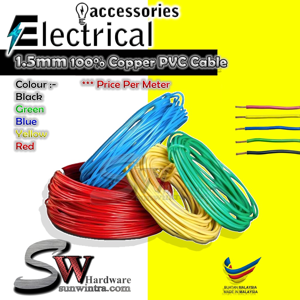 (PRICE PER METER) 1.5mm Full Copper PVC Insulated Power Cable Wire
