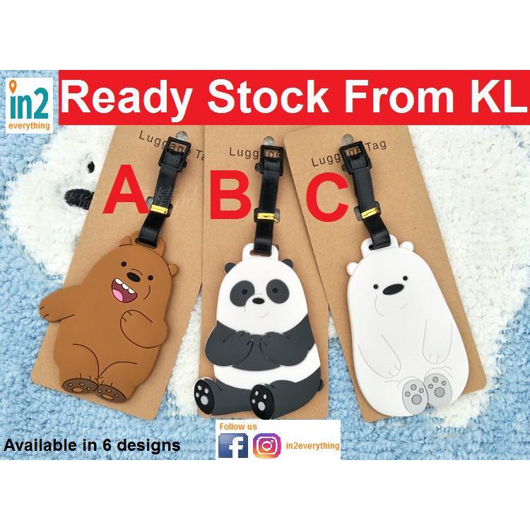 Miniso We Bare Bears Luggage Tag Travel Suitcase ID Tag Strap Panda