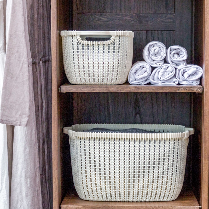Nordic fashion rattan desktop storage baskets hollow snack storage
