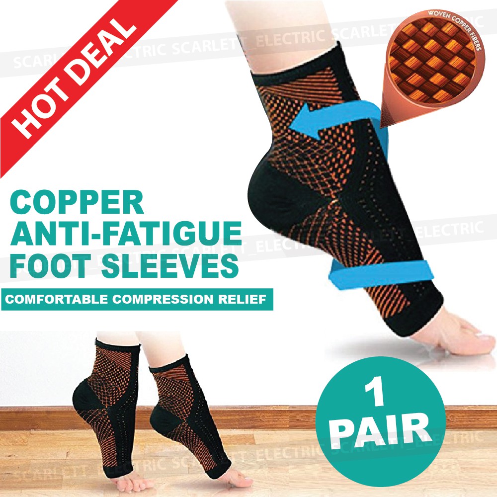 Copper Antifatigue Compression Foot Ankle Sleeves UNISEX Socks Relief