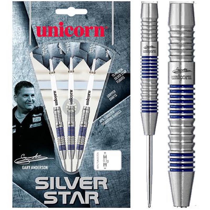 UNICORN STEEL TIP DARTS SILVER STAR GARY ANDERSON STYLE 2 22G