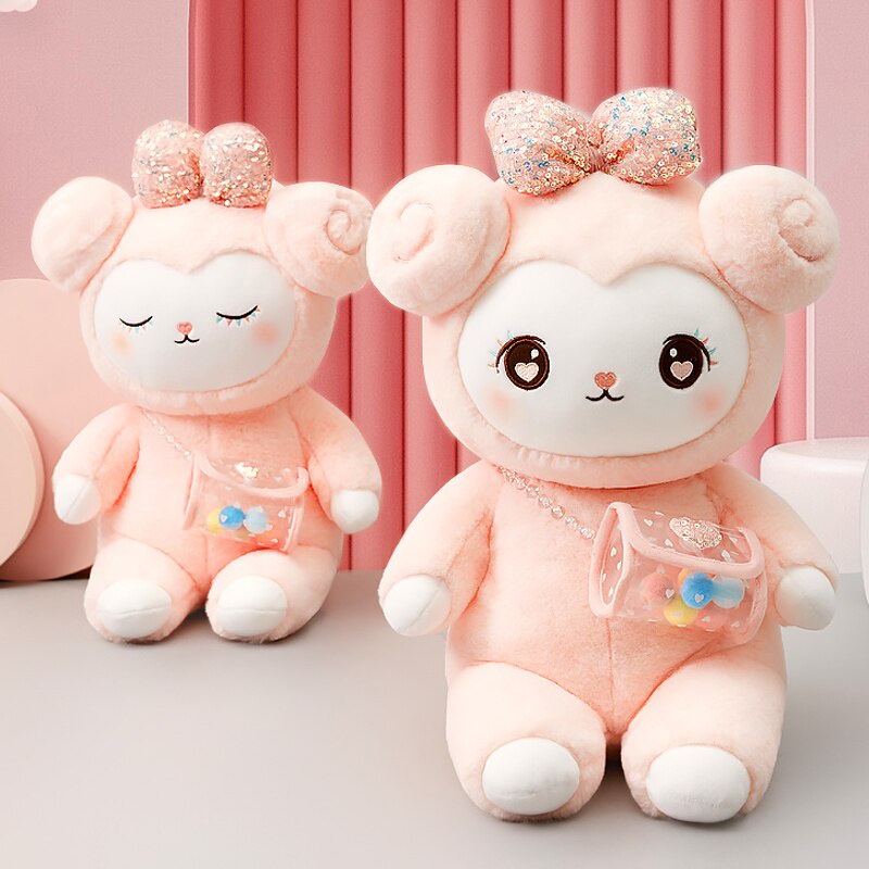 2345cm Pink Sheep Plush Toy Cartoon Cute Lovely Sheep With Messenger
