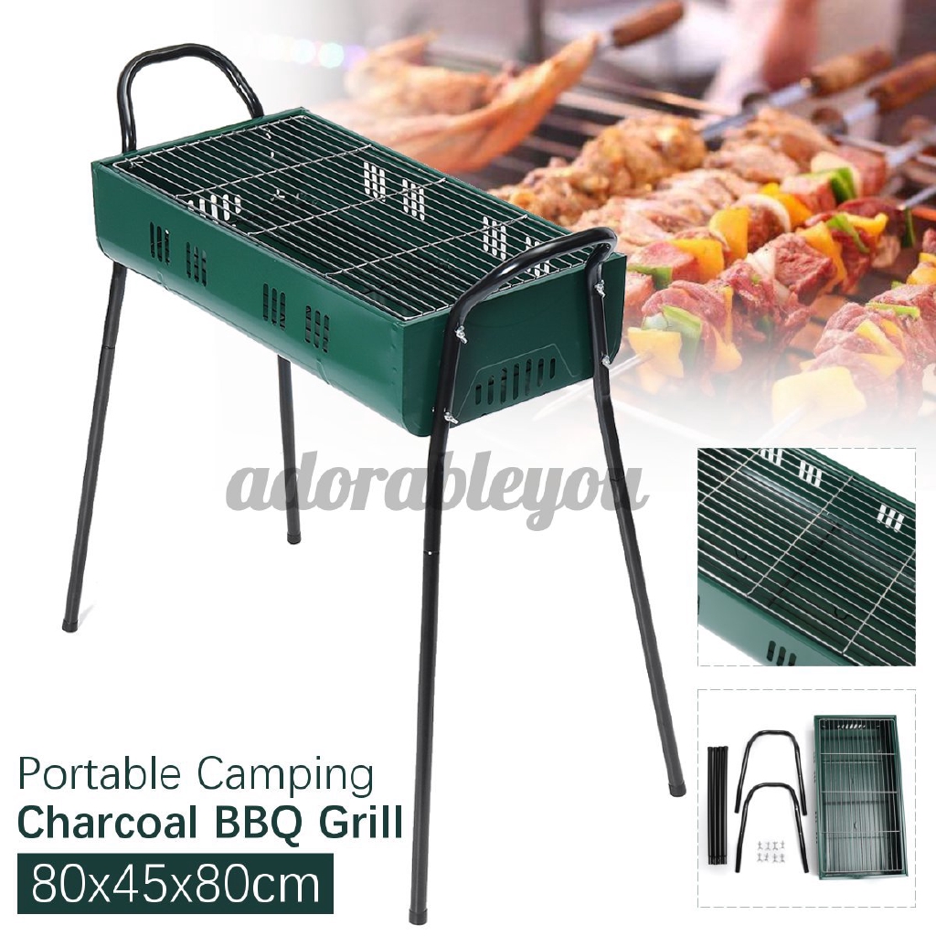 Portable Charcoal BBQ Grill Iron Stove Kebab Barbecue Patio Camping
