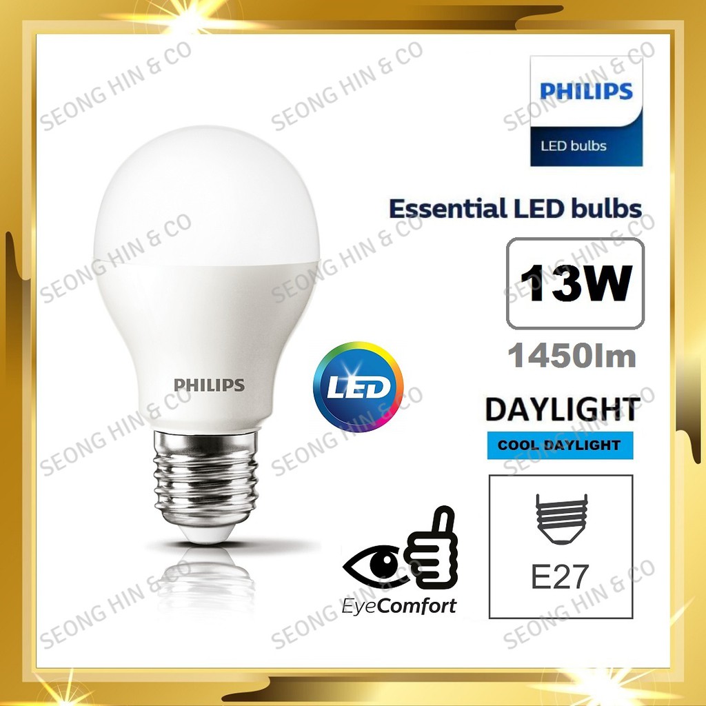 PHILIPS 13W Essential LED Bulb E27 Daylight 6500k Shopee Malaysia
