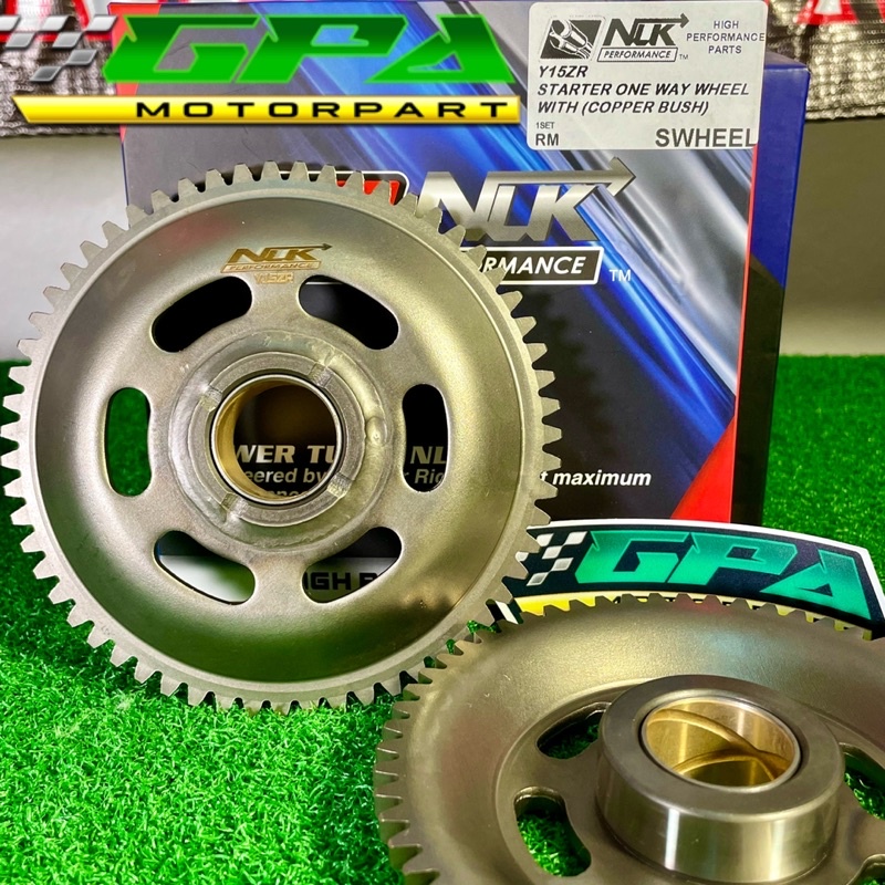 NLK PERFORMANCE STARTER ONE WAY GEAR WHEEL Y15 Y16 COPPER BUSH Shopee