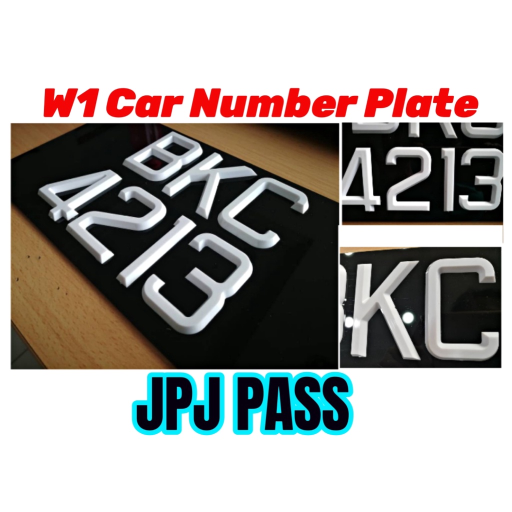 W1 Car Number Plate Wordings Only MH Nombor Plate Kereta Nombor
